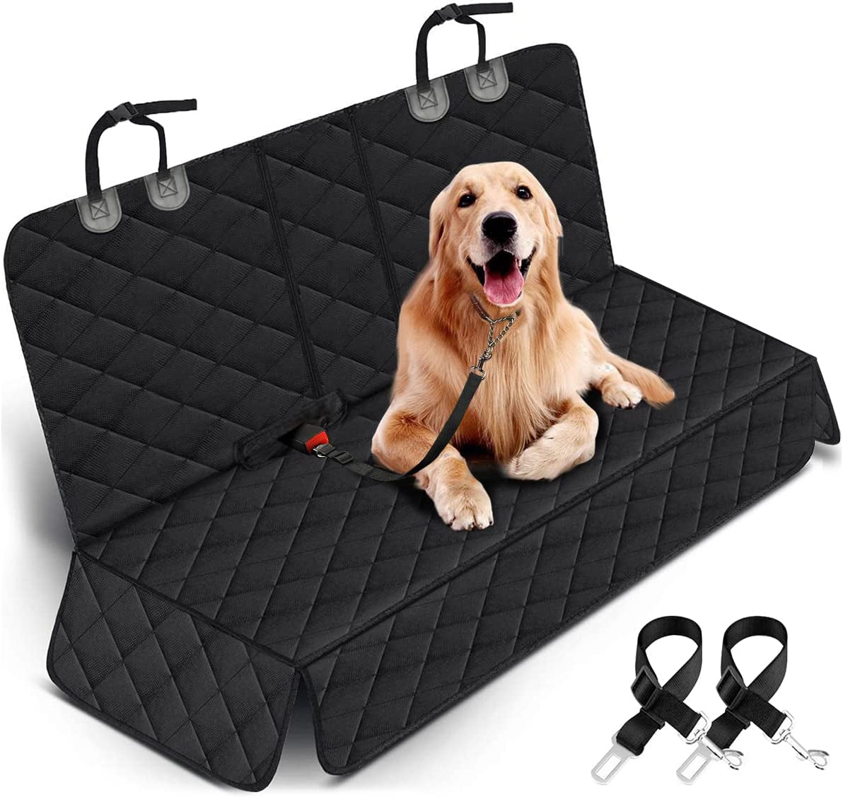 Ultimate Waterproof Dog Car Seat Cover - Non-Slip Protector for Trucks, SUVs & Cars - Perfect Fit with Middle Armrest - Stylish Black Design